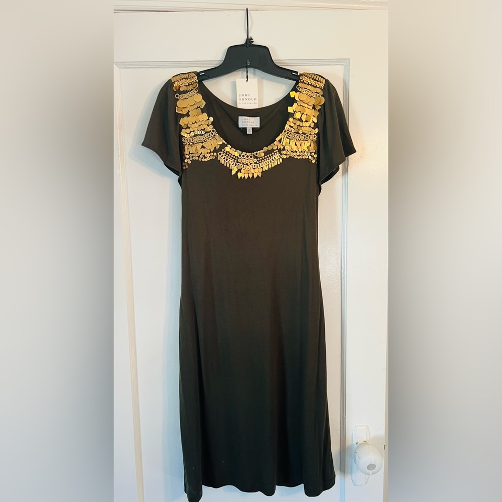 The Limited Green and Gold Sheath Mini Dress